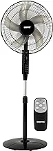 Geepas Stand Fan With Remote Control 60W - 3 Speed, 5 Leaf Blade, Adjustable Height & Tilt Setting With Led Display, Auto Off, Black, 16