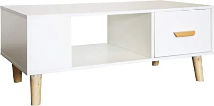 Mahmayi H302 Modern Multifunctional Coffee Table, Storage Unit With Drawers And Storage Shelf - White Melamine