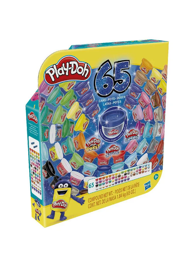 Play-Doh Play-Doh Ultimate Color Collection 65-Pack of Modeling Compound for Kids 3 Years and Up, Non-Toxic, 1-Ounce Fun Size Cans, Includes Sapphire, Sparkle, Confetti, Metallic Colors, and Color Burst