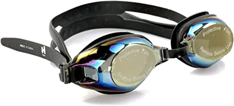 Hirmoz Swimming Goggle Mirrored Lens 100% Silicone Gasket & Head Strap. Adjustable Pu Nose Bridge. Easy Adjustment Strap.