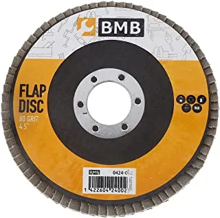 BMB Tools Flap Disc for Angle Grinder 80 Grit for Sanding Stock and Rust Removal 4.5 Inch | Copper Wire Cup | Wheel Brush | Shank for Drill | Crimped Steel | Drill Attachment
