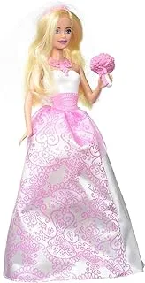 Barbie | Bride Doll in White and Pink Dress with Veil and Bouquet, CFF37