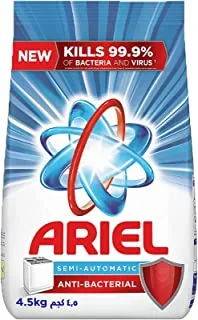 Ariel Anti-Bacterial Laundry Powder Detergent, Original Scent, Kills 99.9% of Bacteria and Viruses, Suitable for Semi-Automatic Machines, 4.5 Kg