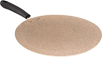 Royalford Non Stick Tawa, 26Cm Marble Coating Non Stick Pan Suitable For Crepe Chapatti Pancakes Roti Dosa Flatbread Or Naan Bread Heat Resistant Handle Beige, Multi