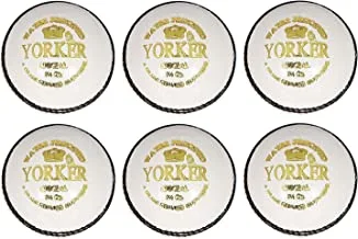 SS Leather Yorker Cricket Balls, Pack of 6 (White)