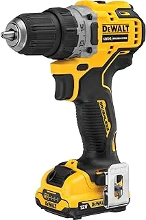 Dewalt 12V Brushless Drill Driver Compact Cordless 2 X 2Ah Batteries & Charger, Yellow/Black, Dcd701D2-Gb, 3 Year Warrnty