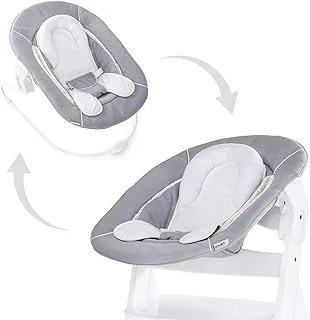 Hauck Alpha+ 2 in 1 Bouncer and Baby Rocker, Stretch Grey - from Birth, Newborn Set, Compatible with Alpha Highchair, Click On