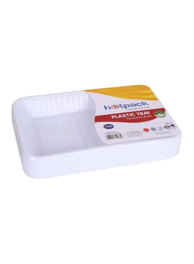 Hotpack Disposable Rectangular Plastic Serving Tray 1Kg White 68x268x182ml