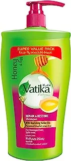 Vatika Naturals Repair & Restore Shampoo 1000ml | Natural Extracts of Honey & Egg | Repairs & Revitalises Damaged and Split Hair