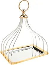 Soleter Silver & Gold Plated Cage Tray With Metal Handles Rectangle Shape | High Quality Stainless Steel & Warming Gift | Small