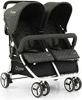 Babystyle Oyster Premium Compact fold/Ultra Comfort Twin Baby Stroller/Pram/Push Chair from Birth to 22kg Suitable for babies/Infant/Kids-Pepper (Chassis, Seat Units, Raincover)