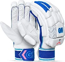 GM Siren 606 Cricket Batting Gloves for Youth | Good comfort and protection | Right handed | Free Cover | Colour : White/Royal Blue