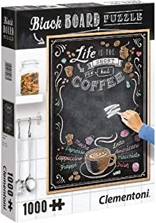Clementoni Puzzle Black Board Coffee 1000 Pieces (69 x 50 cm), Suitable for Home Decor, Adults Puzzle from 14 Years