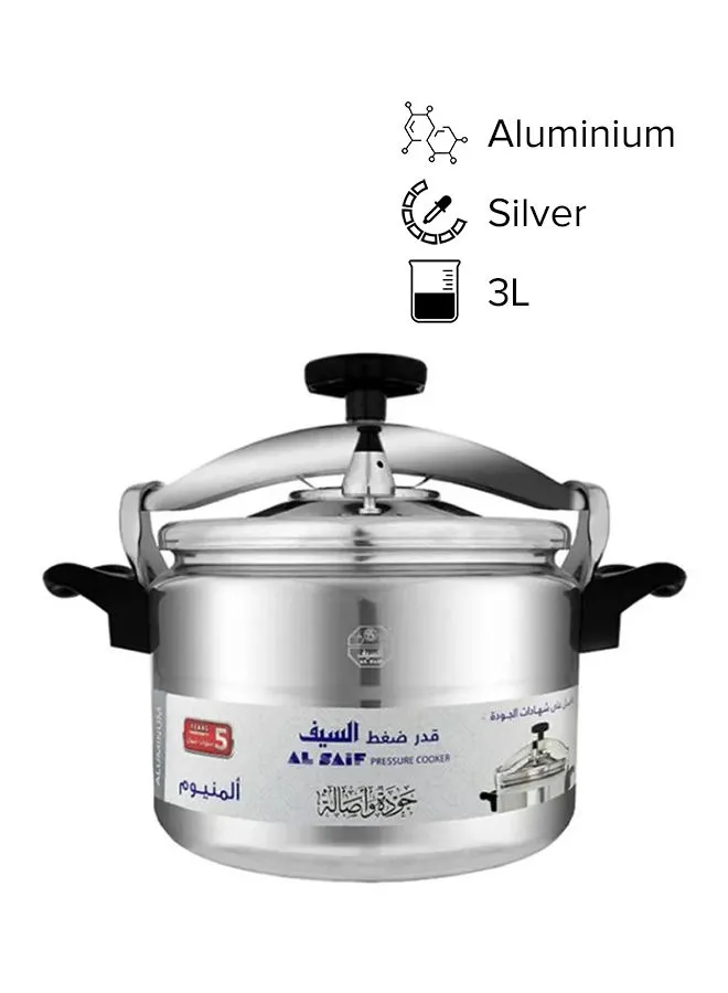 Alsaif Al Saif Aluminium Pressure Cooker Silver 3L