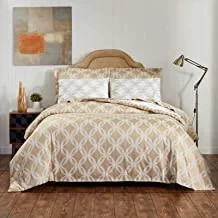 DONETELLA 100% Cotton Comforter Bedding Set (BEIGE AND IVORY, TWIN)