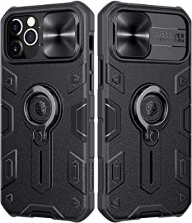 جراب Nillkin متوافق مع iPhone 12 / iPhone 12 Pro ، مع غطاء كاميرا منزلق ، جراب واقٍ من الصدمات المقاومة للصدمات PC & TPU مع مسند حلقي متوافق مع iPhone 12 Pro / iPhone 12 6.1 