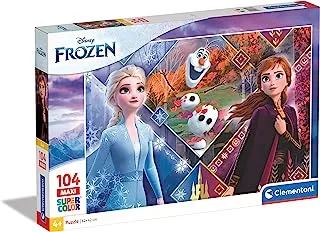 Clementoni Puzzle Super Color Disney Frozen (2) 104 PCS ( 62 x 42 CM) - For Age 4 Years Old Multicolor