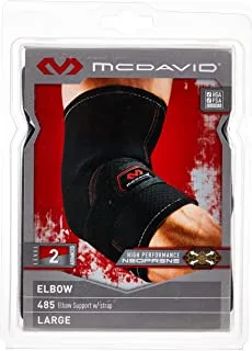 Mcdavid 485RBK Level 2 Elbow Support with Strap, Medium, Black