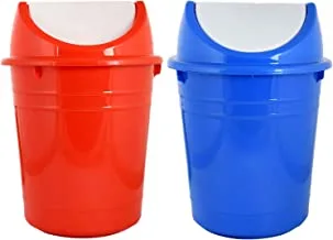 Kuber Industries Swing Lid Trash Can| Dustbin|Compost Bin For Home, Office, Shop|Waste Bin, Garbage Bin|10 Liters, Pack of 2 (Red & Blue)