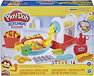 Play-Doh Kitchen Creations Spiral Fries Playset For Kids 3 Years And Up With Toy French Fry Maker, Play-Doh Drizzle, And 5 Modeling Compound Colors, Non-Toxic