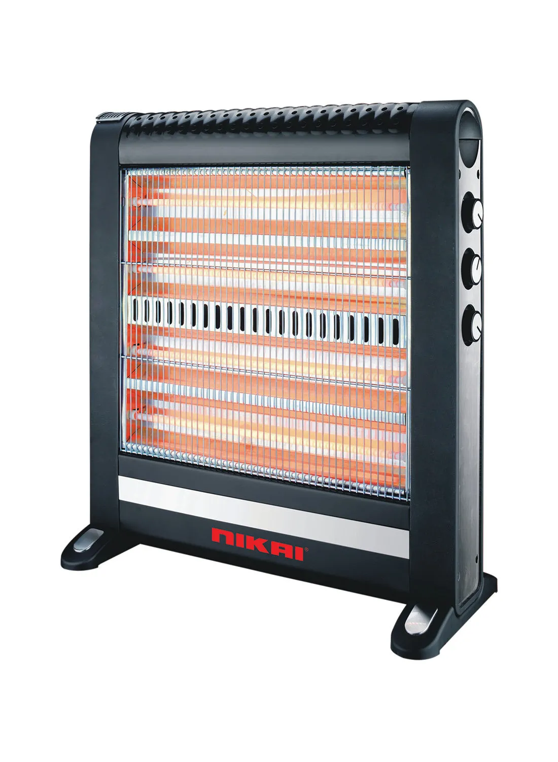 NIKAI Electric Heater, 4 Quartz Heating Elements, Tip-Over Safety Switch, Easy To Handle 2400 W NQH300FH Black