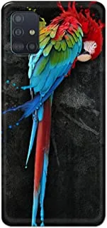جراب Jim Orton بتصميم غير لامع مصمم لهاتف Samsung Galaxy A71-Parrot أسود أزرق أحمر