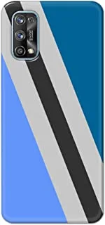 Khaalis matte finish designer shell case cover for Realme 7-Diagonal Stripcs Blue Grey Black