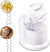 Kenwood Stand Mixer Hand Mixer (Electric Whisk) 250W with 2.7L Rotary Bowl, 6 Speeds + Turbo Button, Twin Stainless Steel Kneader and Beater for Mixing, Whipping, Whisking, Kneading HM430 White,