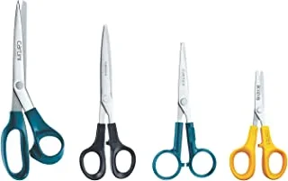 Godrej Cartini Household Scissors Set of 4 Pieces -Cloth Scissor, Multi Purpose Scissors,Trim Scissor, Kids Scissor, Multi Colour, 6263
