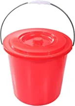 Delcasa 15Ltr Plastic Bucket With Lid Strong Handle Red 15 Liter, Multicolor Dc1640