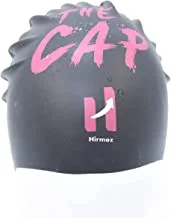 قبعة سباحة من السيليكون للكبار من هيرموز مع أنماط للجنسين ، فضي ، H-SC4602P BKP