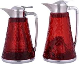 Al Saif BRAND GLASS BODY FLASK 2PCS SET (GLASS BODY :RED OTHERS CHROME)