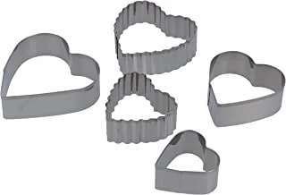 Royalford 5 Pcs Cookie Cutter Set, Stainless Steel, RF10278 - Premium-Quality, Food Grade Material, Heart Shaped Cutters with Premium Steel