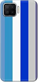غطاء جراب مصمم بلمسة نهائية غير لامعة من Khaalis لهاتف Oppo F17 - خطوط عمودية - أزرق أبيض رمادي
