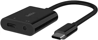 Belkin RockStar™ 3.5mm Audio + USB-C® Charge Adapter, Headphone Adapter w/ USB-C 60W Power Delivery Fast Charging for iPhone 15, iPad Pro, Galaxy, Note, Google Pixel, LG, Sony Xperia & More - Black
