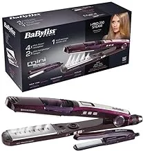 Babyliss Hair Steam Straightener, Up to 230°, 5 Heat Settings, LED Display, Titanium Ceramic Coating, Ionic Setting, I Temperature Technology, ST396E Purple