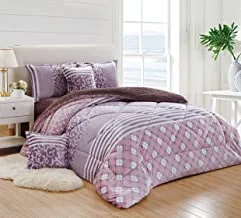 Warm and Fluffy Winter Velvet Fur Reversible Comforter Set, Single Size (160 X 210 Cm) 4 Pcs Soft Bedding Set, Diamond Stitched Floral Pattern, LHMR, Turquoise