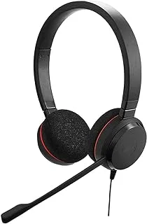 Jabra Evolve 20 Stereo Headset – Wired Headphones For Voip Softphone With Passive Noise Cancellation – Usb-Cable With Controller – Black
