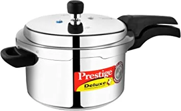 Prestige Deluxe Plus Pressure Cooker 5 Litre | Aluminium Pressure Cooker With Lid | Exclusive Pressure Indicator | Induction Compatible - Silver