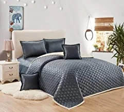 Moon Compressed Two-Sided Velvet Comforter Set, Single Size, Gray, 4 Pieces