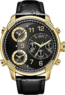 JBW Men's Limited Edition G4 19 Diamonds Three Time Zone Ostrich Embossed Leather Watch