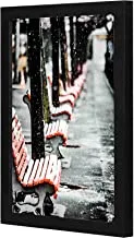 LOWHA Chairs Covered in Snow Wall art wooden frame Black color 23x33cm By LOWHA