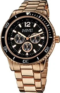 August Steiner Men's Large Face Tachymeter Fashion Watch - Dial with Day of Week, Date, and 24 Hour Subdial on Bracelet