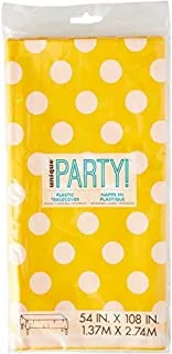 Unique Party Plastic Polka Dot Tablecloth, Yellow 9ft x 4.5ft One Size, 50263