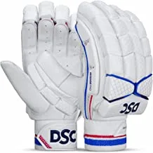 DSC Intense Pro Leather Cricket Batting Gloves, Mens Left (White Orange)
