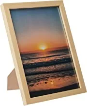 LOWHA Beach at Sunset Wall art with Pan Wood framed Ready to hang for home, bed room, office living room Home decor hand made wooden color 23 x 33cm By LOWHA, multicolor