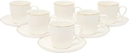 Shallow Bone China Tea Cup And Saucer, 12-Piece Set White Fpr-014