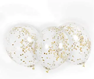 Unique Clear Balloon with Gold Confetti 6 Pieces, 12 Inch Size