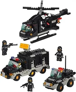 Sluban Police Series - Riot Police Special Flexible Team Building Set 499 PCS with 4 Mini Figures - For Age 6+ Years Old