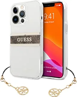 Guess PC/TPU Transparent Case 4G Stripe With Charm For iPhone 13 Pro (6.1